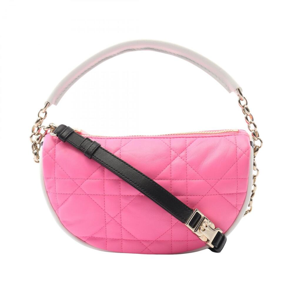Dior VIBE Hobo Cannage Shoulder Bag Leather Pink White Black